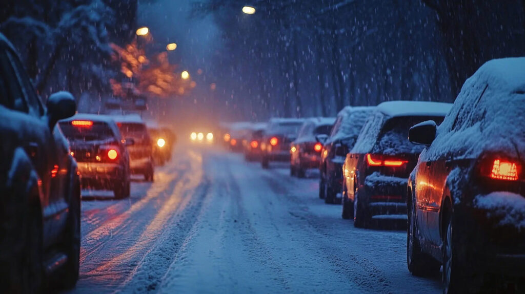 Autos im Winter-Stau